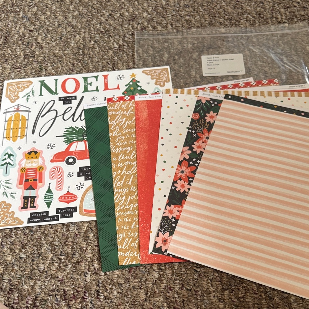 Holiday Scrapbook Paper Kit - Assorted Red, Green, Pink, Gold, Black Patterns